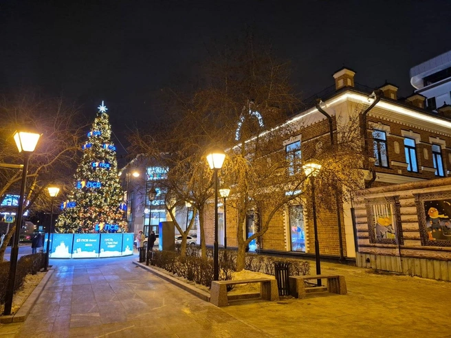 Здесь же стоит красивая елочка, которая поднимает настроение | Источник: Администрация Тюмени / Telegram.com