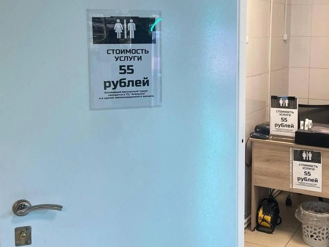 За посещение туалета в павильоне на площади Гарина-Михайловского, используемом для отправления междугородних автобусов, взимается плата в 55 рублей. | Источник: Александр Ощепков / NGS.RU