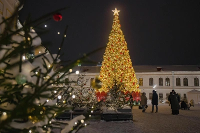 Елку со звездой установили в Казанском кремле