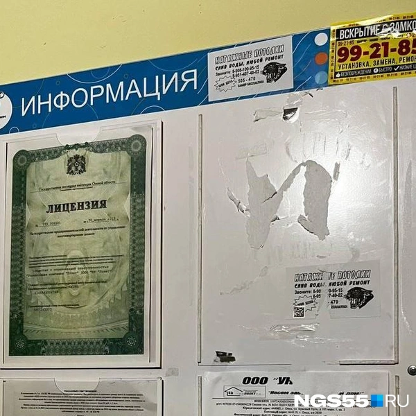 В подъезде дома на Перелета информации об убежищах тоже нет | Источник: NGS55.RU