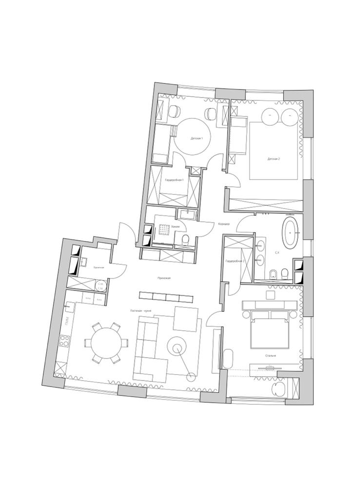 Квартира в Москве для семьи минималистов 140 м²