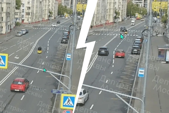 ДТП в центре Москвы с мотоциклом и легковушкой | Источник: Департамент транспорта Москвы