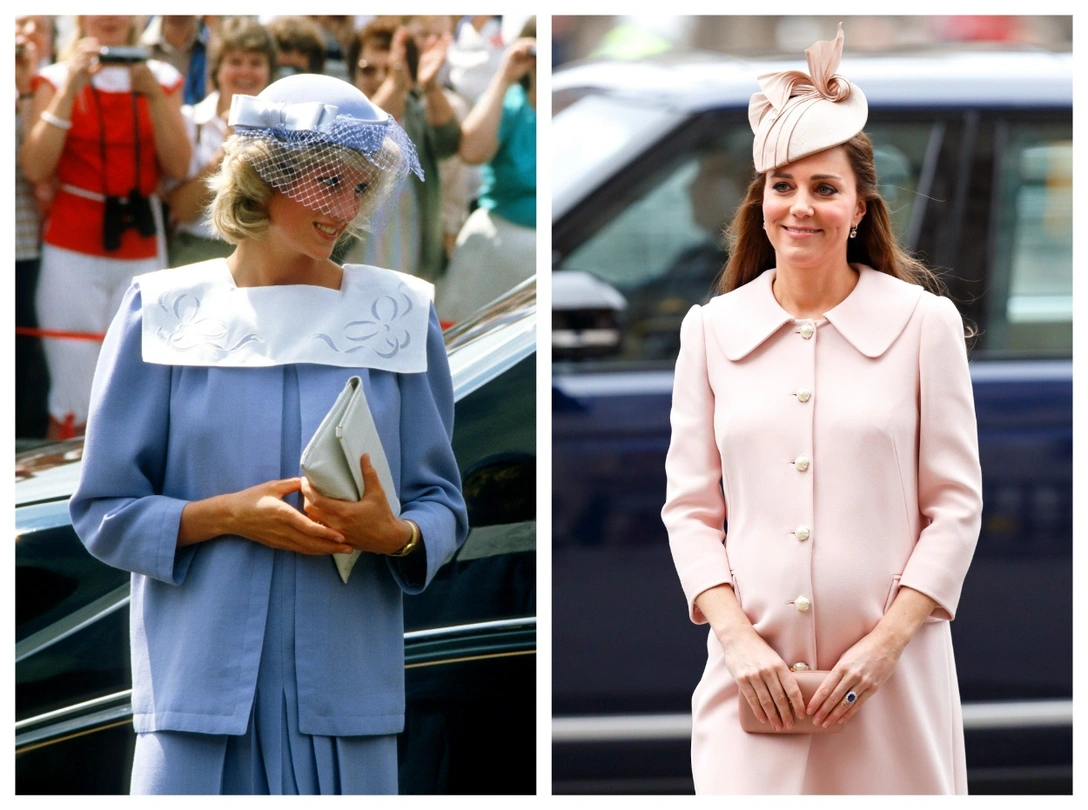 Принцесса Диана во время второй беременности, 27 июня 1984; герцогиня Кэтрин во время второй беременности, 9 марта 2015 | marieclaire.ru