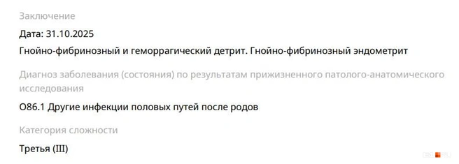 Биопсия показала, что причиной воспаления матки стала инфекция | Источник: читатель E1.RU
