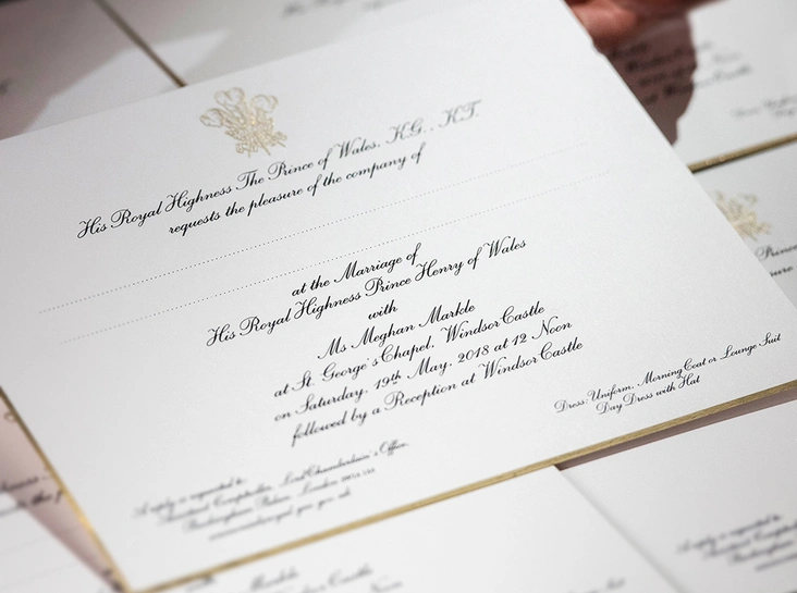 Пригласительный на свадьбу принца Гарри и Меган Маркл