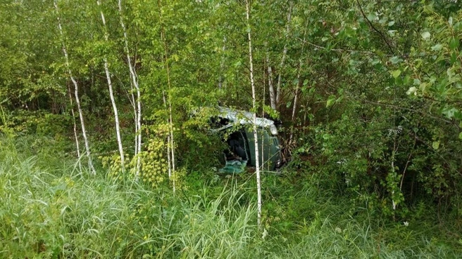 Nissan съехал с дороги и перевернулся | Источник: ГАИ НСО