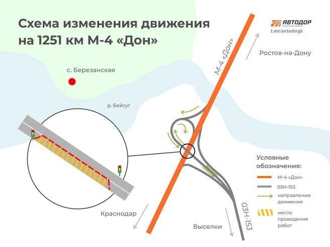 Временная схема движения будет действовать с 5 марта по конец ноября | Источник: ООО «Автодор — Платные Дороги»