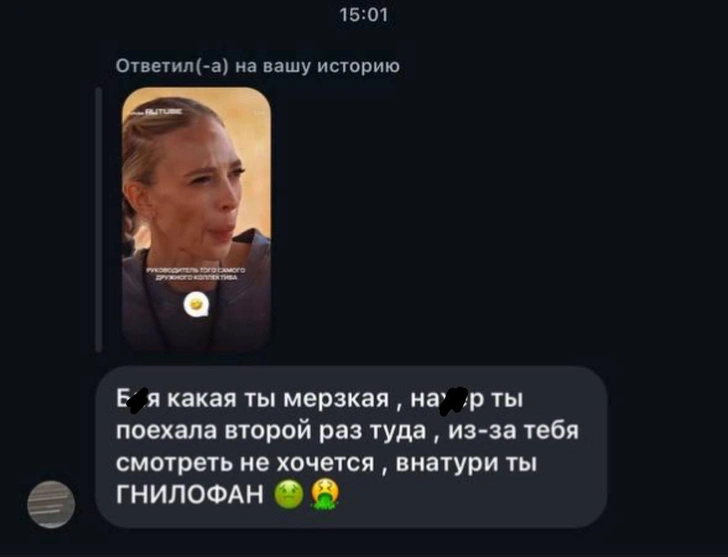 Скрин сообщений от хейтеров