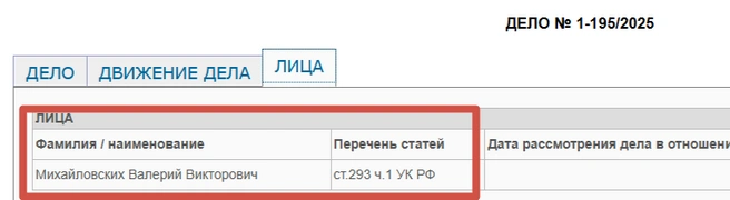 Дело Валерия Мизайловских | Источник: Октябрьский районный суд Орска