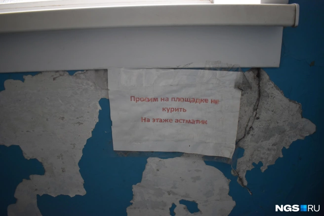 Объявление между 4 и 5 этажами, как раз рядом с квартирой Елены | Источник: Рихарда Лем / NGS.RU