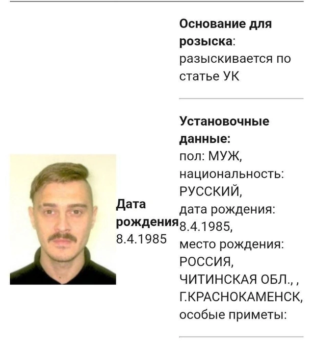 Прусикина* из Little Big объявили в розыск | Источник: скриншот базы розыска МВД