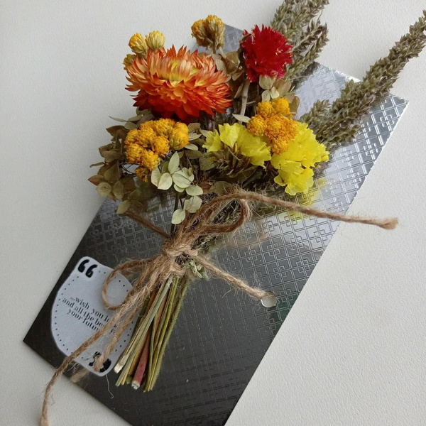Букет мини из сухоцветов + открытка