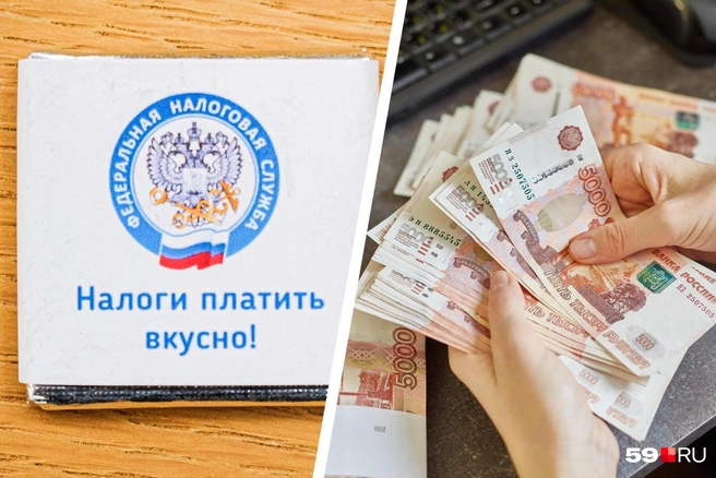Фирменные шоколадки ФНС (слева) призывают платить налоги, и пермяки действительно платят | Источник: Тимофей Калмаков / 59.RU, Роман Данилкин / 63.RU
