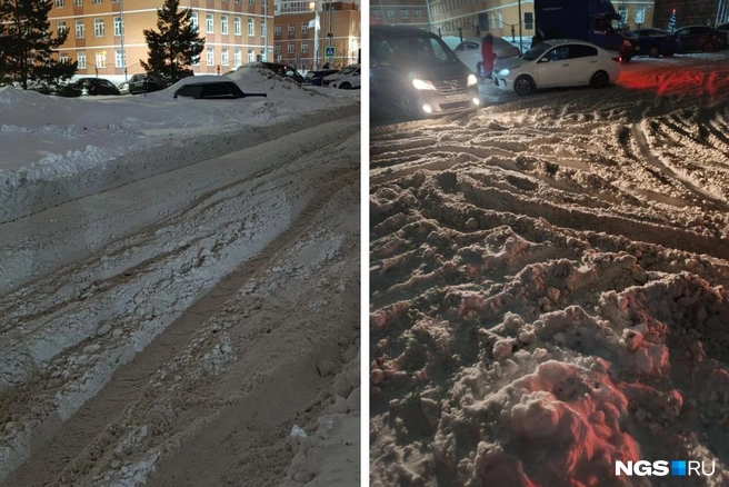 На фотографии можно заметить «подснежник» — машину, которая оказалась под завалами снега | Источник: предоставил читатель НГС