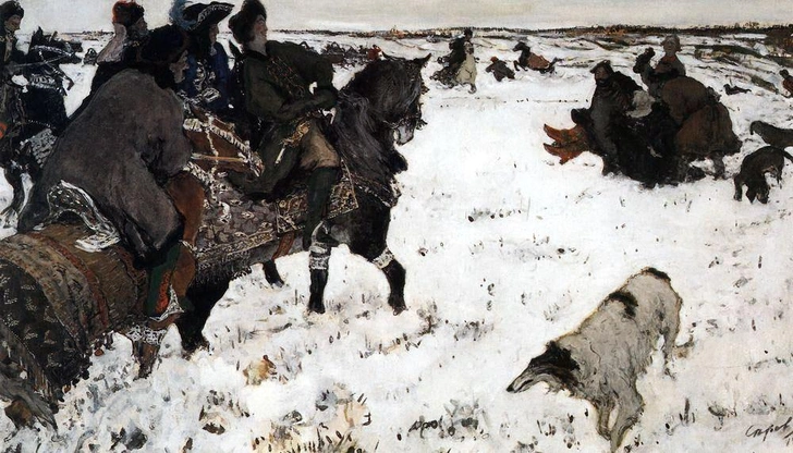 «Петр I на псовой охоте». Валентин Серов, около 1900 | Источник: Wikimedia Commons 