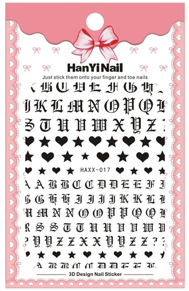 Наклейки для ногтей Декор для маникюра Дизайн ногтей Слайдеры для маникюра Буквы Сердца Звезды