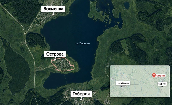 Острова находятся ближе к Кургану на уединенном полуострове. От трассы Челябинск — Курган к ним ведет сносная асфальтированная дорога | Источник: Google.Maps, Яндекс-Карта, chatgpt