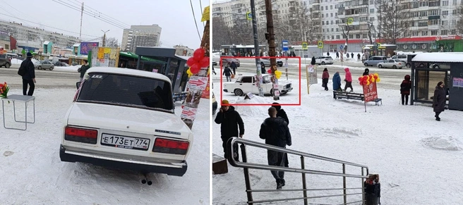 «Семерка»&nbsp;— до сих пор самая популярная машина в России (ее не выпускают уже 15 лет). По теории вероятности она обязана была попасть в нашу рубрику. Эта машина запарковалась прямо на остановке, вероятно, ради торговли тюльпанами | Источник: читатель 74.RU