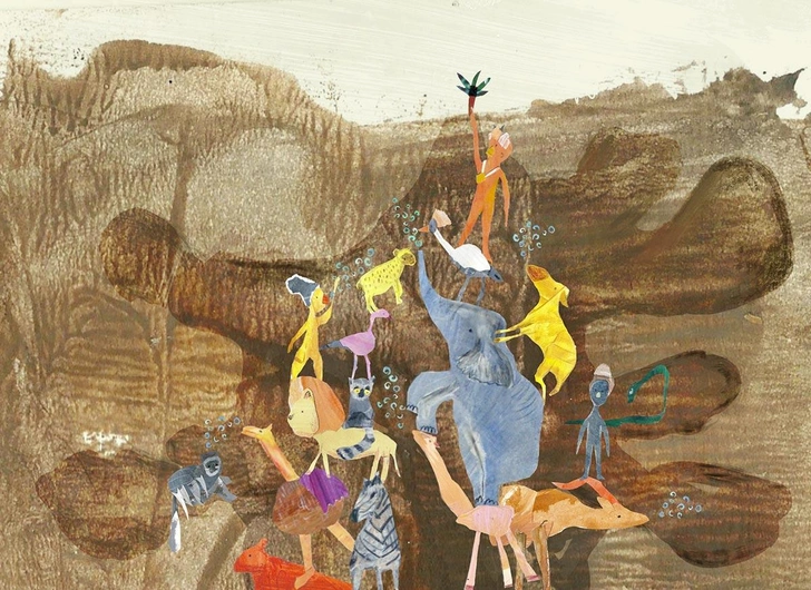 Бушменский миф о сотворении людей и животных. Иллюстрация Дафны Барзилай | Источник: Dafna Barzilay