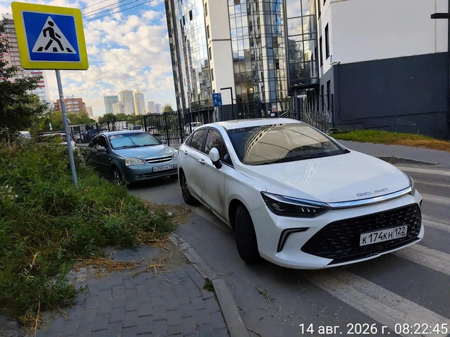 «Зебра» не стала помехой для водителя: места как раз оказалось достаточно для его автомобиля | Источник: читательница НГС