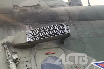 Ми-8 жестко сел на трассу на Сахалине