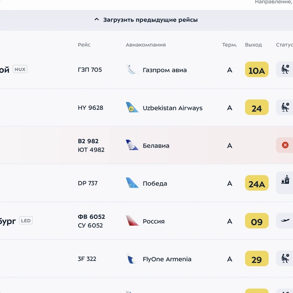 Онлайн табло аэропорта Внуково | Источник: vnukovo.ru