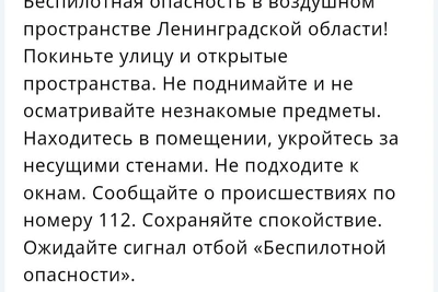 В Ленобласти объявлена воздушная опасность из-за БПЛА