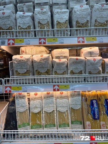 Макароны из твердых сортов пшеницы&nbsp;— 160 рублей. В продаже много азиатской лапши (яичная, фунчоза, соба)&nbsp;— они гораздо дешевле | Источник: Аксиния Петрова специально для 72.RU