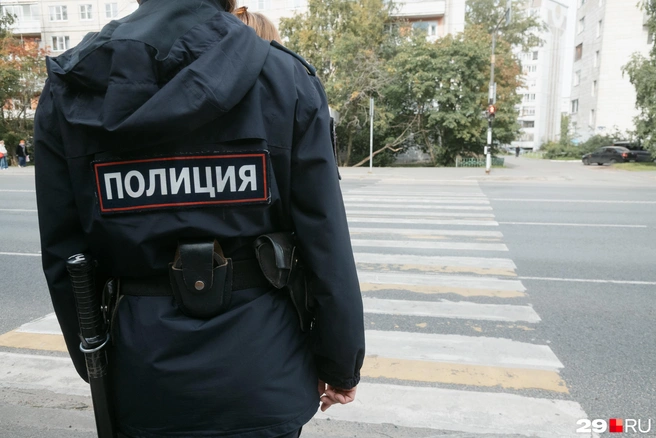 За дорогой и пешеходами полиция тоже следит  | Источник: Иван Митюшёв / 29.RU