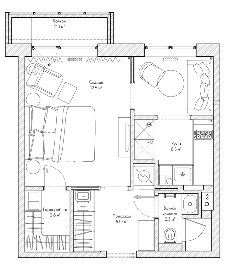 Маленькая квартира 32,4 м² с атмосферой юга Франции