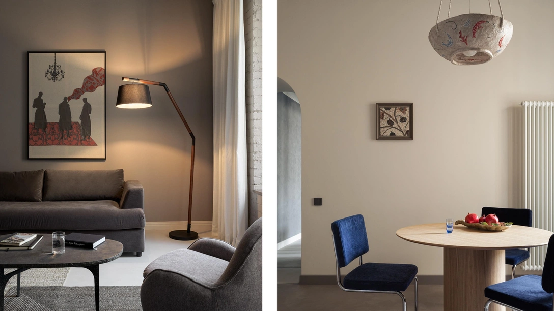 Необычные светильники и яркие акценты: заглянем в квартиру 84 м² в старом фонде | Источник: Максим Максимов