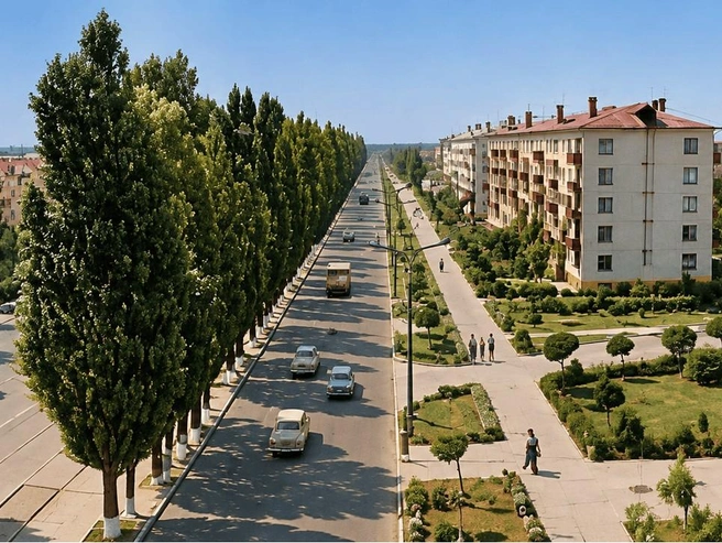Карла Либкнехта (Ставропольская), напротив кинотеатра «Космос» («Болгария»), 1970 | Источник: pastvu.com