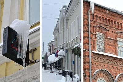 Сосульки угрожают у здания Департамента общественной безопасности в Перми