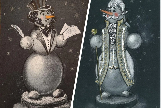 Эскиз снеговиков в образах Александра Пушкина и лакея  | Источник: zakupki