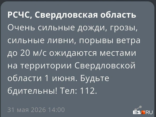 Дождь будет лить до 1 июня включительно | Источник: читатель E1.RU