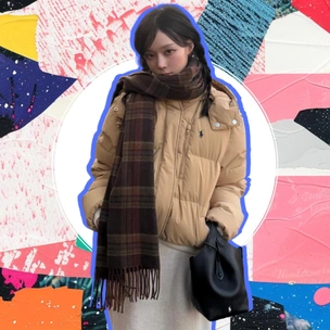 Бежевый пуховик и шарф в клетку: Винтер из aespa показала красивый образ на зиму 2025/26