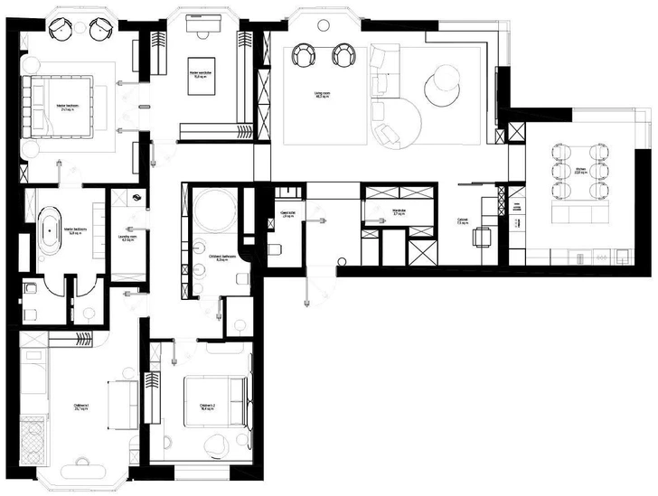 Монохромная квартира 190 м² с видом на Москву-реку