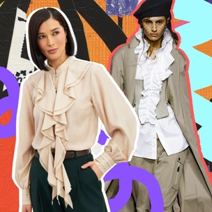 Платья и блузки с рюшами: воротник кокилье — винтажный тренд зимы 2025, который будет актуален и в 2026