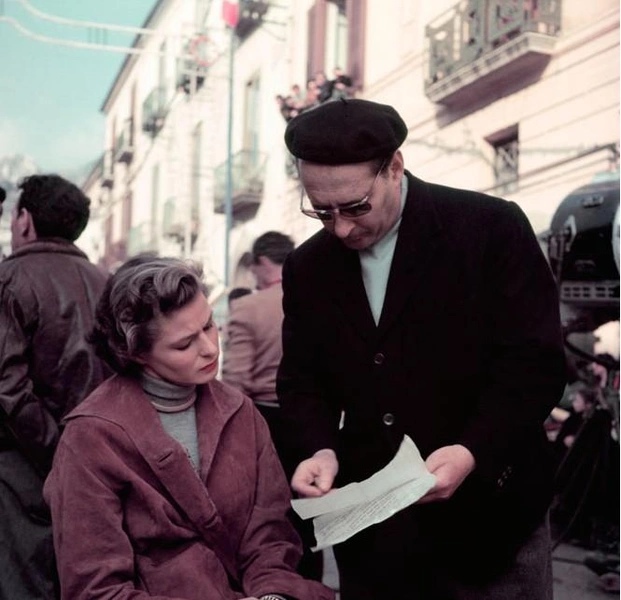 Роберто и Ингрид на съемках, 1952 год