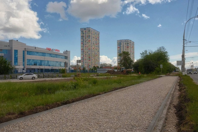 Теперь прийти на концерт или матч в «Лада-Арену» можно будет по тротуару — раньше все шли по обочине | Источник: Илья Сухих / t.me