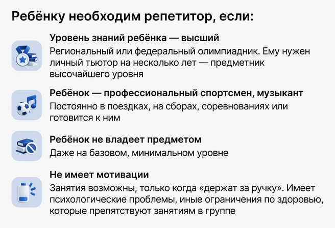 Репетиторский формат эффективней группового только в исключительных случаях, но иллюзию эксклюзивности и индивидуального подхода создает у многих | Источник: Ирина Калмыкова