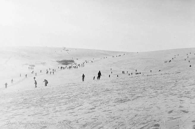 Большой популярностью среди горожан также пользовались лыжи | Источник: Владислав Бебко / pastvu.com