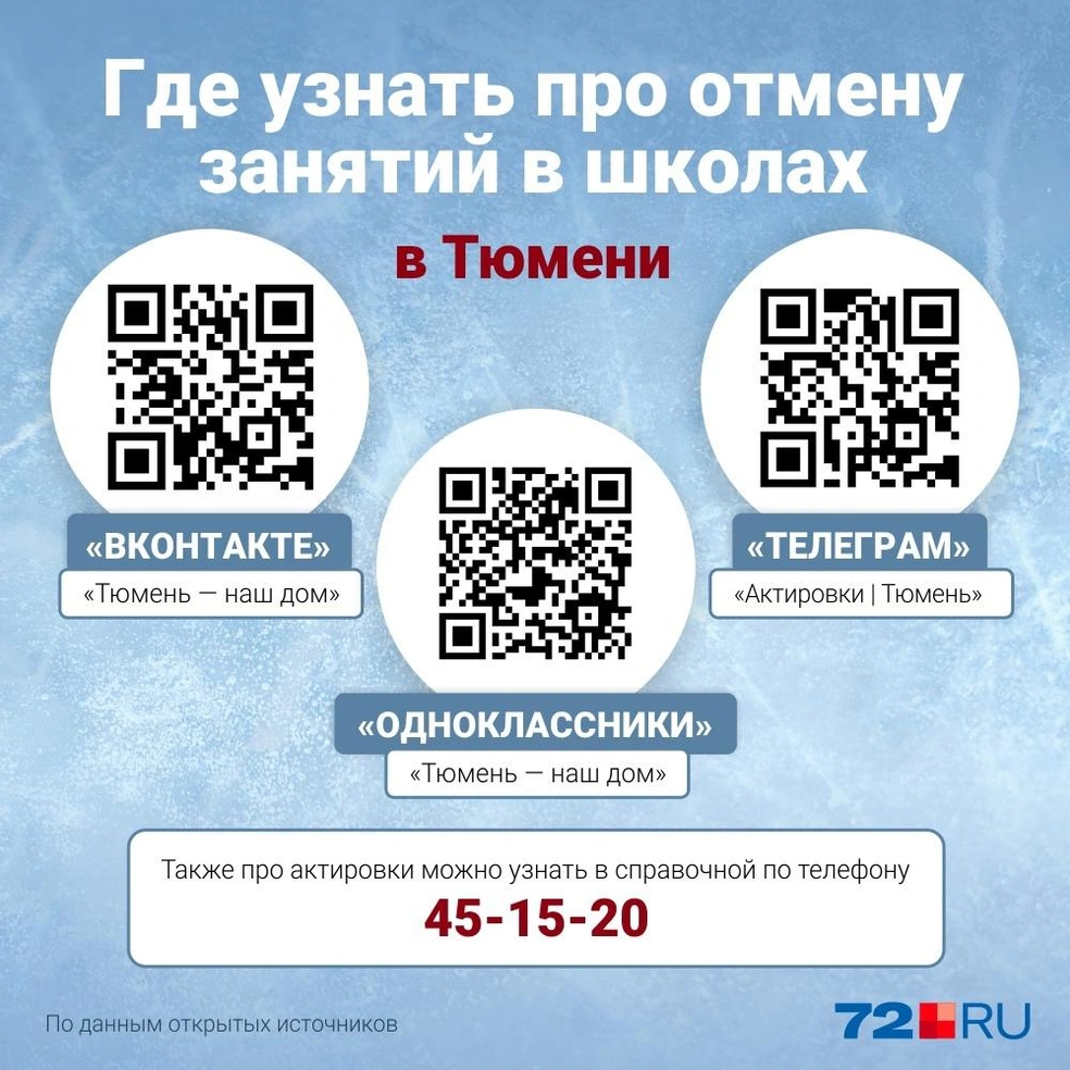 Где узнать про актировки в Тюмени и Тюменском районе в 2022 году — отмена  занятий из-за мороза: сайт, соцсети и номер телефона - 28 ноября 2022 - 72. ру