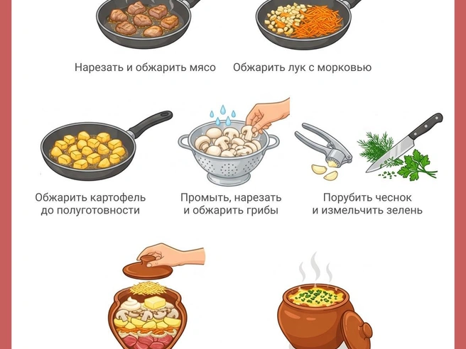 Приготовление мяса в горшочках — несложный и увлекательный процесс. | Источник: Юрий Орлов / Городские медиа