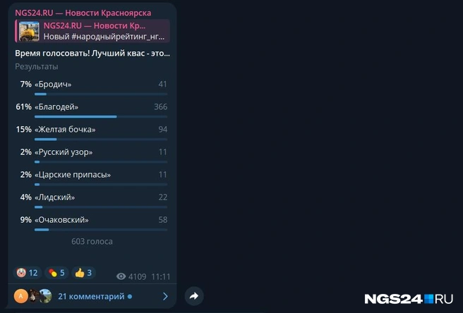 Результаты голосования | Источник: NGS24.RU / Telegram