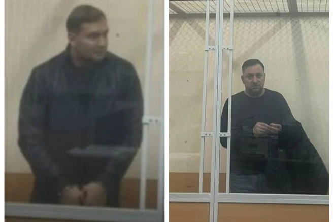 Суд в Петербурге арестовал коммерсанта и завотделением больницы по делу о продаже тел из морга | Источник: Объединенная пресс-служба судов Санкт-Петербурга. Станислав Маслов — слева, Андрей Кавецкий — справа