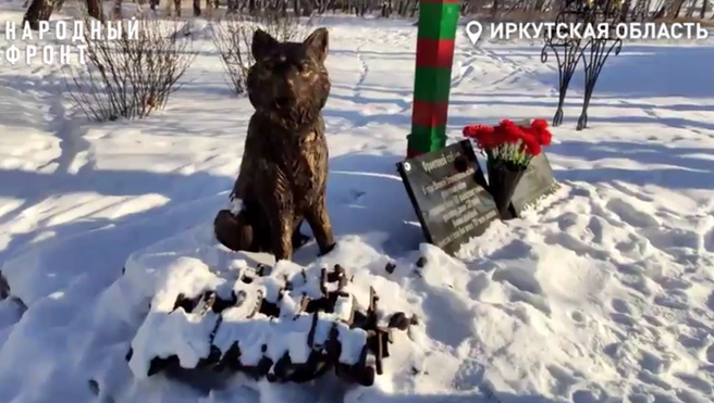 Памятник Донбассу и другим фронтовым собакам в Усольском районе | Источник: «Народный фронт Иркутская область» / Telegram