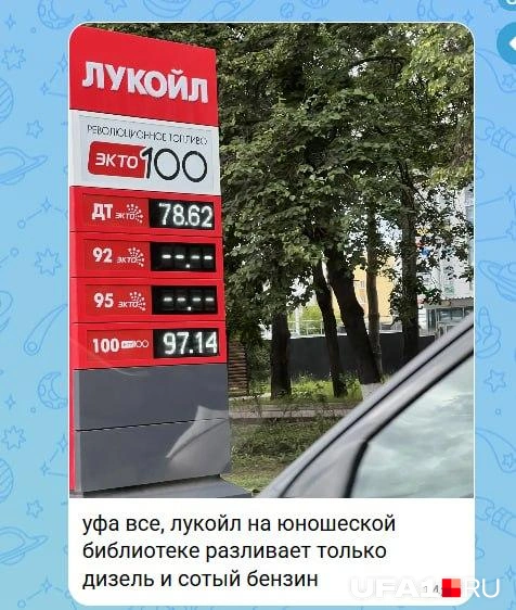 Заправка «Лукойл» на Юношеской | Источник: читатель UFA1.RU