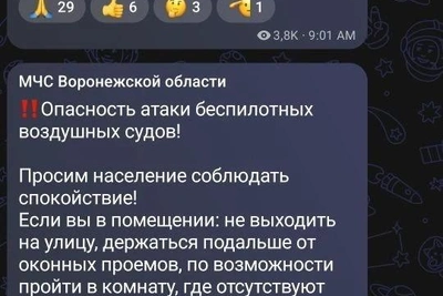 Режим опасности атак БПЛА ввели в Воронежской области