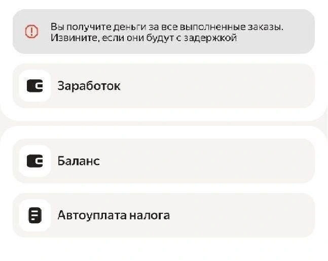 Курьеры пока не могут вывести заработанные деньги | Источник: скриншот из приложения «Яндекс-про»